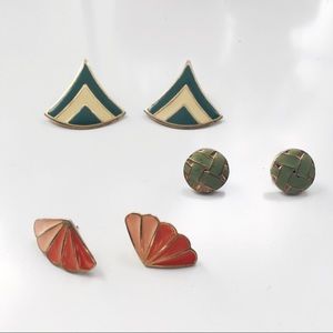 Vintage Enamel Earrings (set of 3)